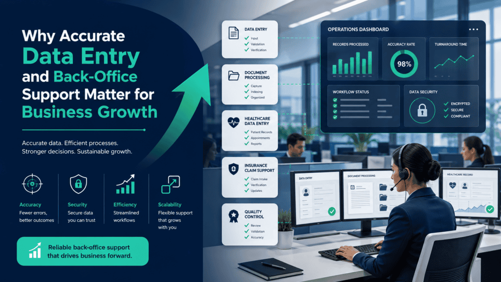 Business professionals working on data entry and back-office support solutions.